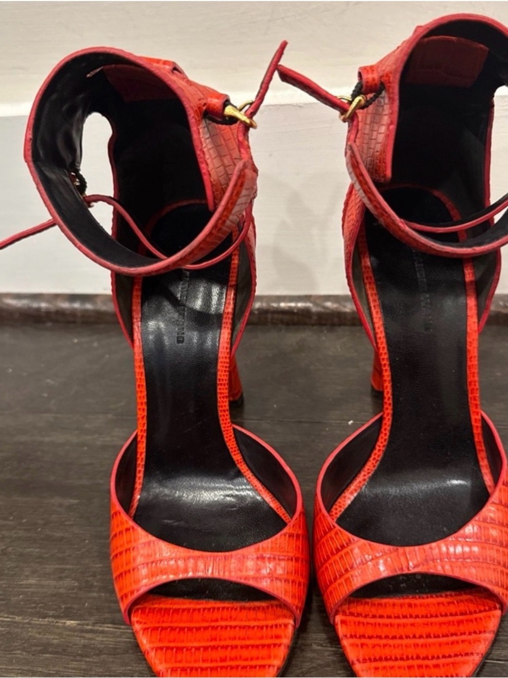 Alexander Wang Aminata Ankle
Cuff High Heel Sandals in Red
Snake